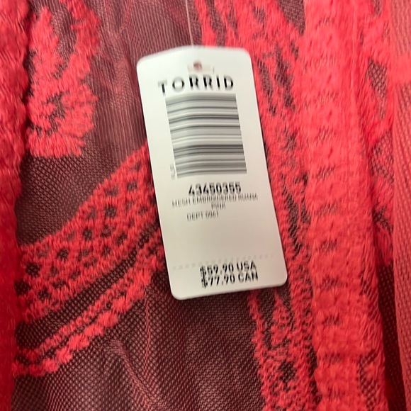 torrid Mesh Embroidered Ruana NWT - Picture 4 of 6